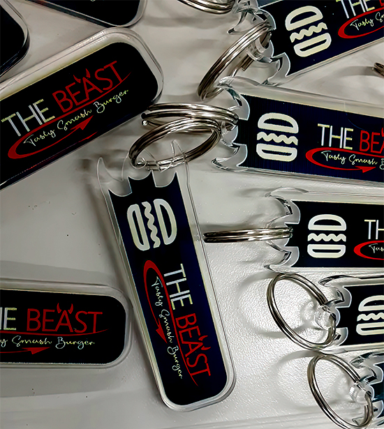 Llaveros de Metacrilato Impreso Pack 50uds